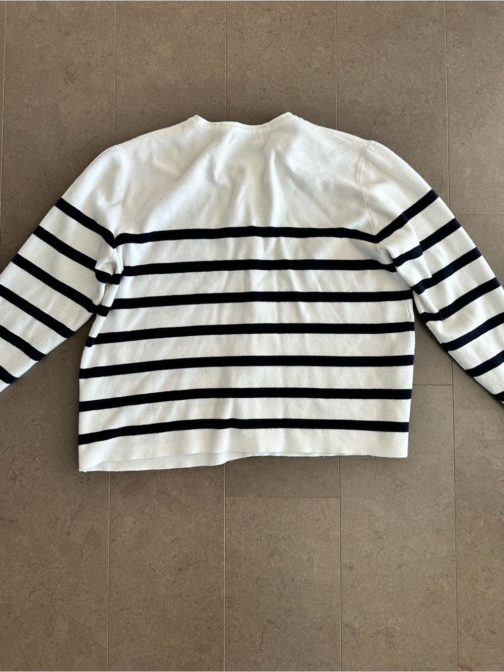 Jilly Box Smash + Tess White Cardigan with Navy Stripes & Gold Buttons M/L - Picture 12 of 15